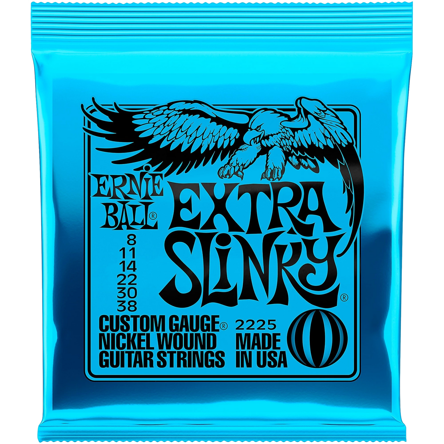 Ernie Ball 2225 Nickel Extra Slinky Electric Guitar Strings (8-38)