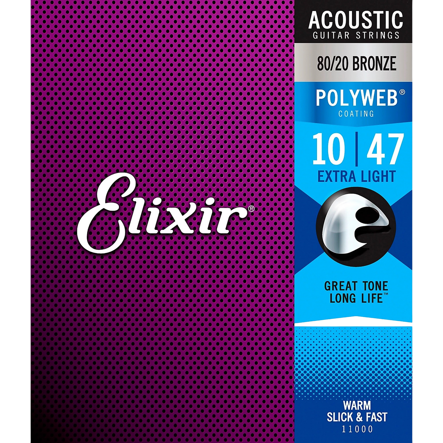 Elixir 80/20 Bronze Acoustic Guitar Strings with POLYWEB Coating, Extra Light (10-47)