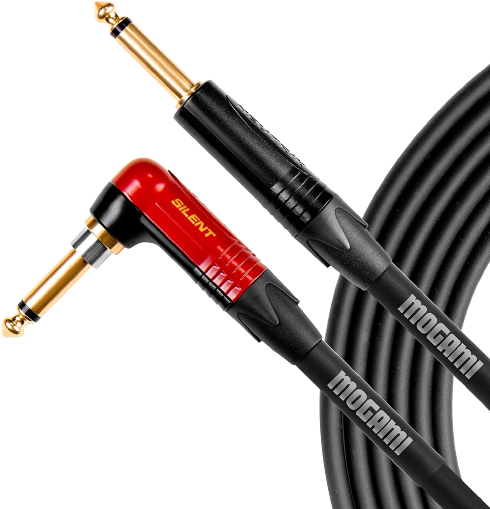 Mogami Platinum Instrument Cable with Right Angle to Straight End Connectors 20 ft. Right Angle to Straight